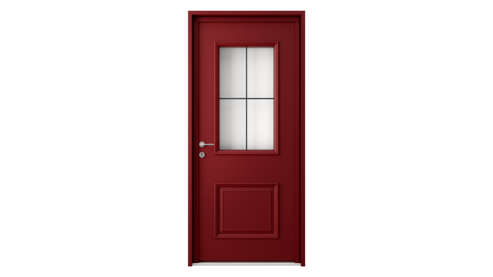 Porte d'entrée aluminium THASOS Porte d'entrée couleur bordeaux avec décor vitré